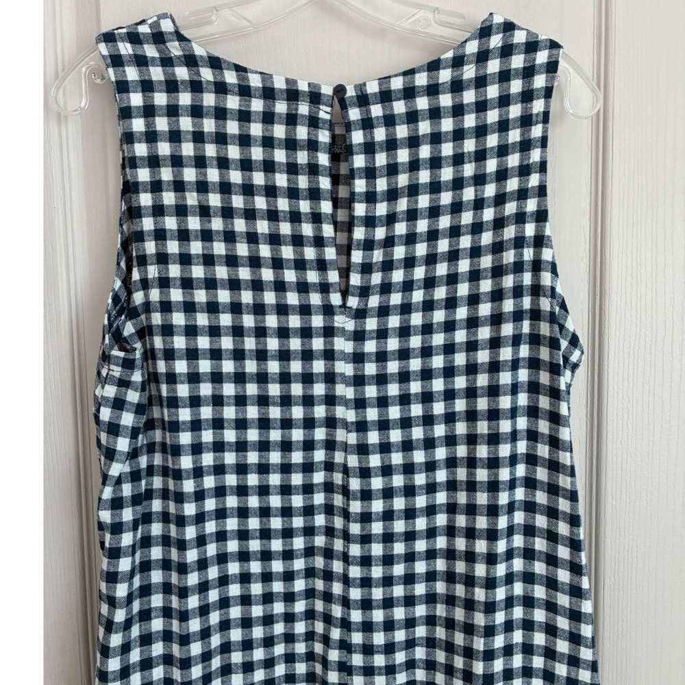 Old Navy Womens Navy Blue Gingham Linen Blend Sleeveless Mini Shift Dress M NWT - Picture 11 of 11